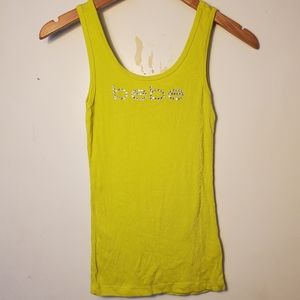 Bebe Yellow Rhinestone Tank Top Small